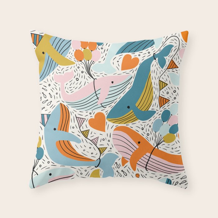 Humpback Whale Party Throw Pillow Gallery Image 6