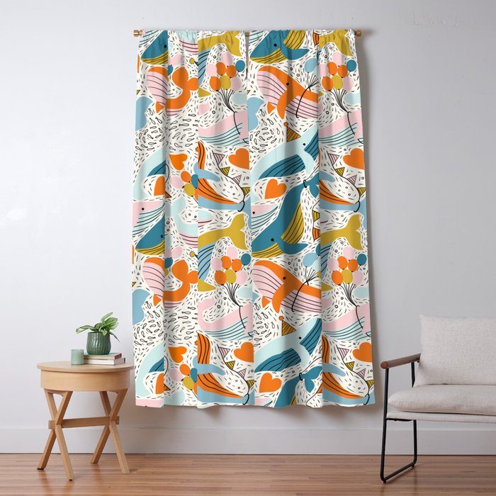 Humpback Whale Party Window Curtain