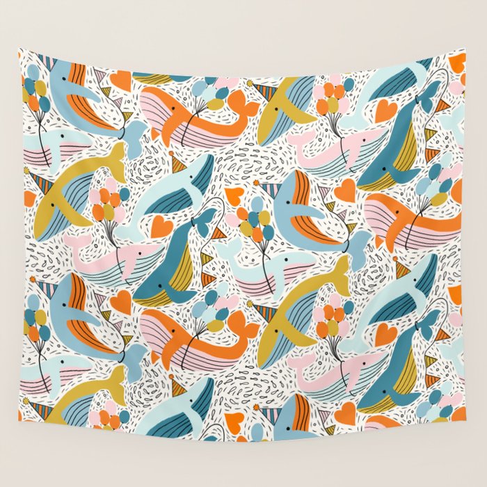 Humpback Whale Party Wall Tapestry Gallery Image 1