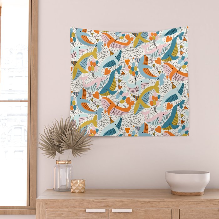 Humpback Whale Party Wall Tapestry Gallery Image 2