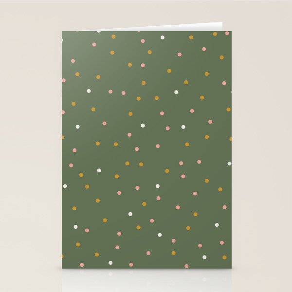 Confetti Pink Gold Cream On Muted Green Stationery Card Gallery Image 2