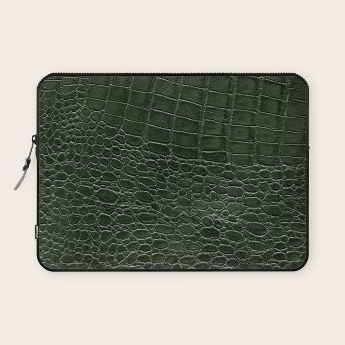 Green faux leather pattern Laptop Sleeve Gallery Image 1
