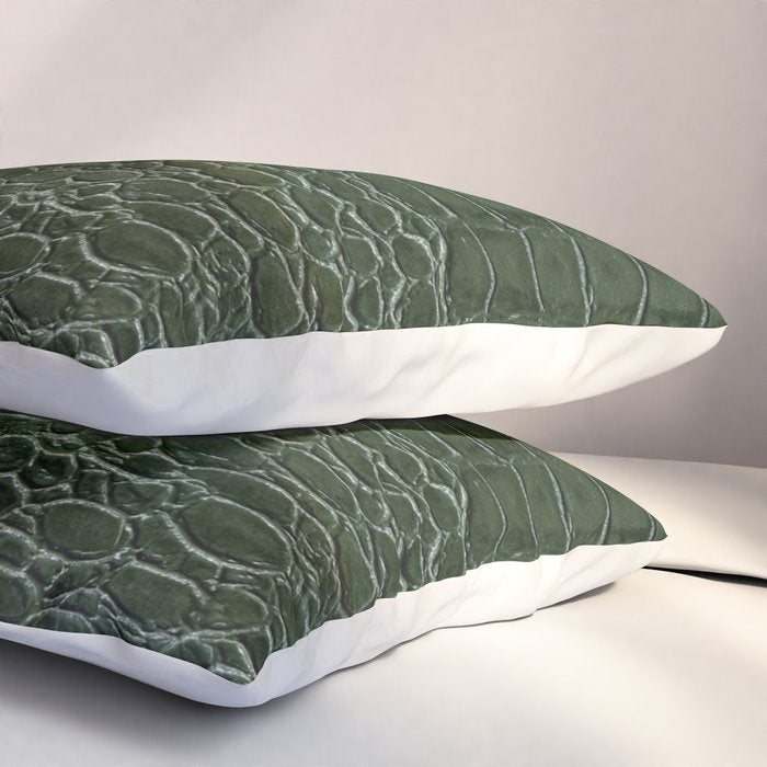 Green faux leather pattern Pillow Sham Gallery Image 3
