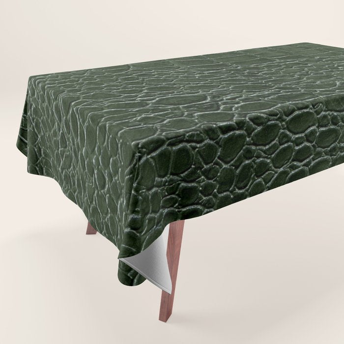 Green faux leather pattern Tablecloth Gallery Image 1