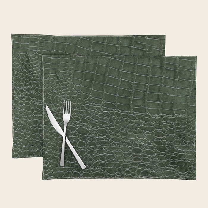 Green faux leather pattern Placemat Gallery Image 1