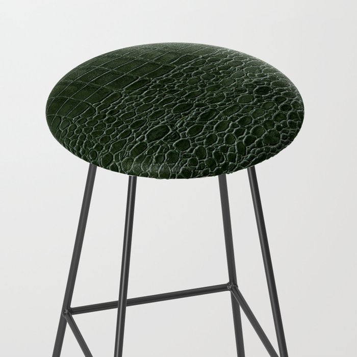 Green faux leather pattern Stool Gallery Image 2