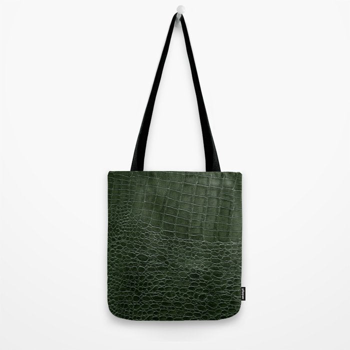 Green faux leather pattern Tote Bag Gallery Image 2