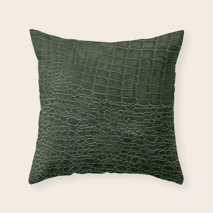 Green faux leather pattern Throw Pillow Gallery Image 6