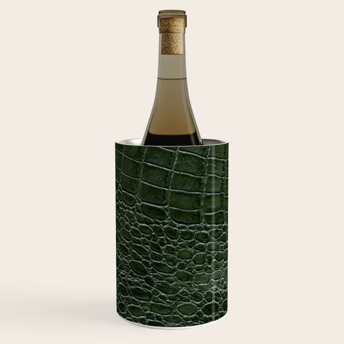 Green faux leather pattern Wine Chiller Gallery Image 1