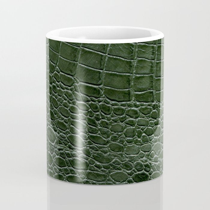 Green faux leather pattern Coffee Mug Gallery Image 4