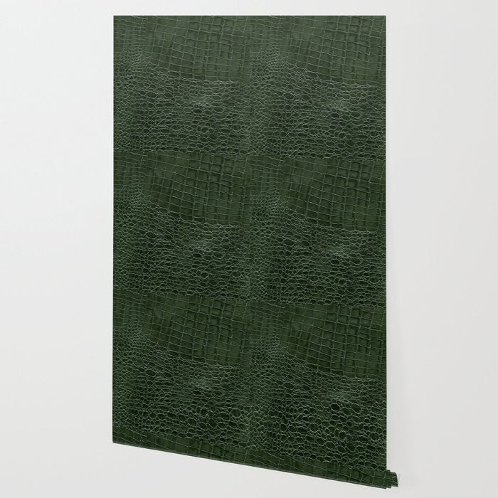 Green faux leather pattern Wallpaper Gallery Image 2