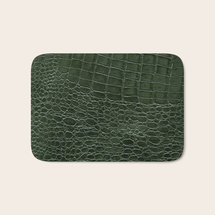 Green faux leather pattern Bath Mat Gallery Image 1