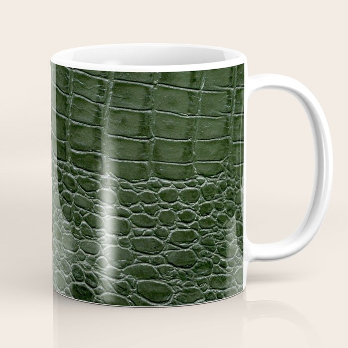 Green faux leather pattern Coffee Mug Gallery Image 1