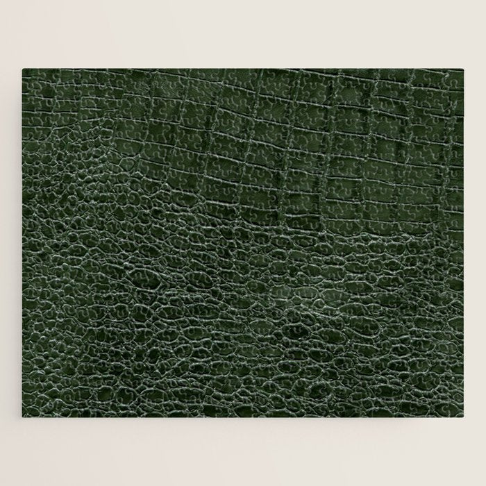 Green faux leather pattern Jigsaw Puzzle Gallery Image 1