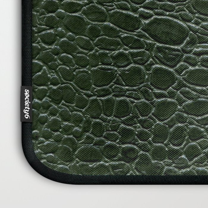 Green faux leather pattern Laptop Sleeve Gallery Image 3