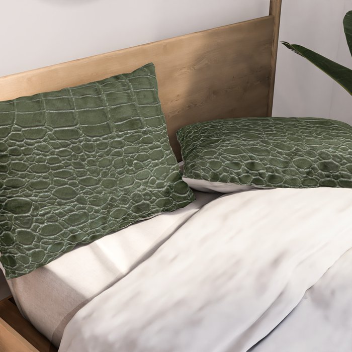 Green faux leather pattern Pillow Sham Gallery Image 2