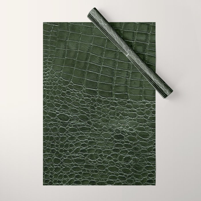 Green faux leather pattern Wrapping Paper Gallery Image 1