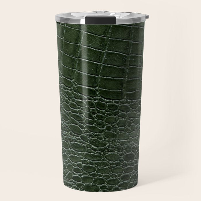 Green faux leather pattern Travel Mug Gallery Image 1