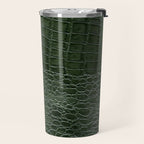 Green faux leather pattern Travel Mug Gallery Image 2