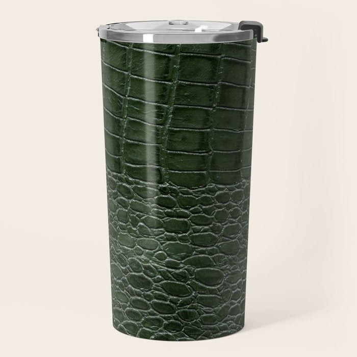 Green faux leather pattern Travel Mug Gallery Image 2