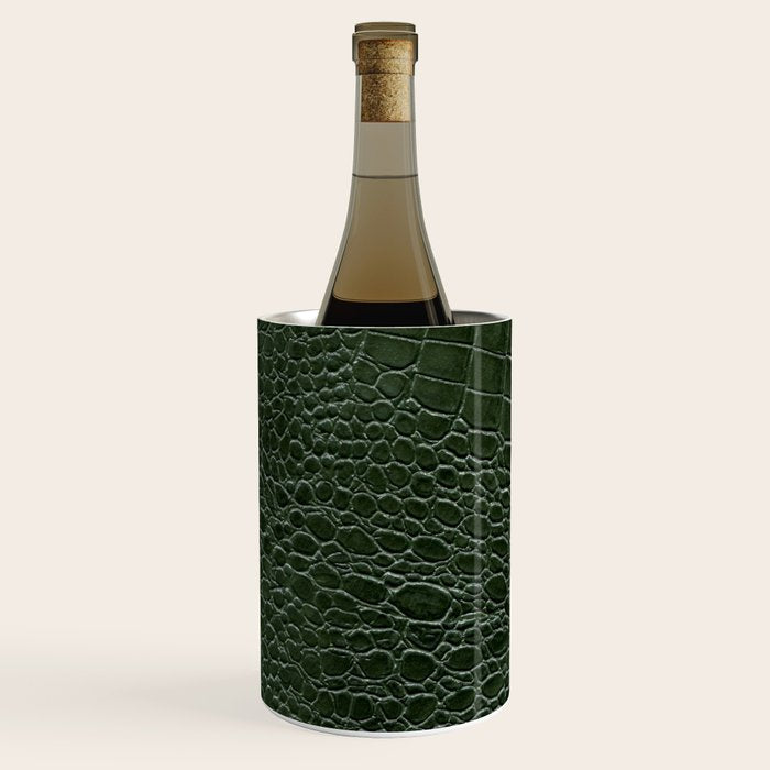Green faux leather pattern Wine Chiller Gallery Image 2