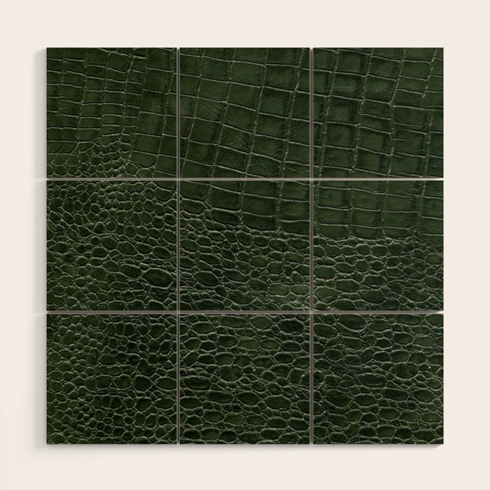 Green faux leather pattern Wood Wall Art Gallery Image 1