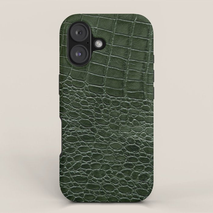 Green faux leather pattern iPhone Case