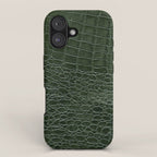 Green faux leather pattern iPhone Case Gallery Image 1