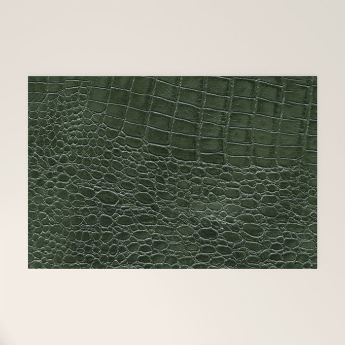 Green faux leather pattern Welcome Mat Gallery Image 1