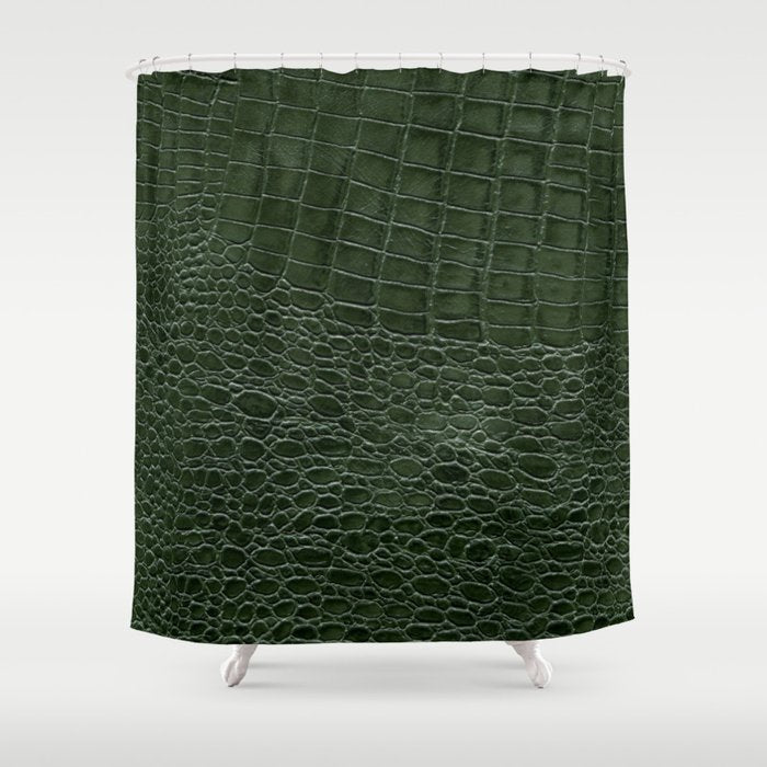 Green faux leather pattern Shower Curtain Gallery Image 1