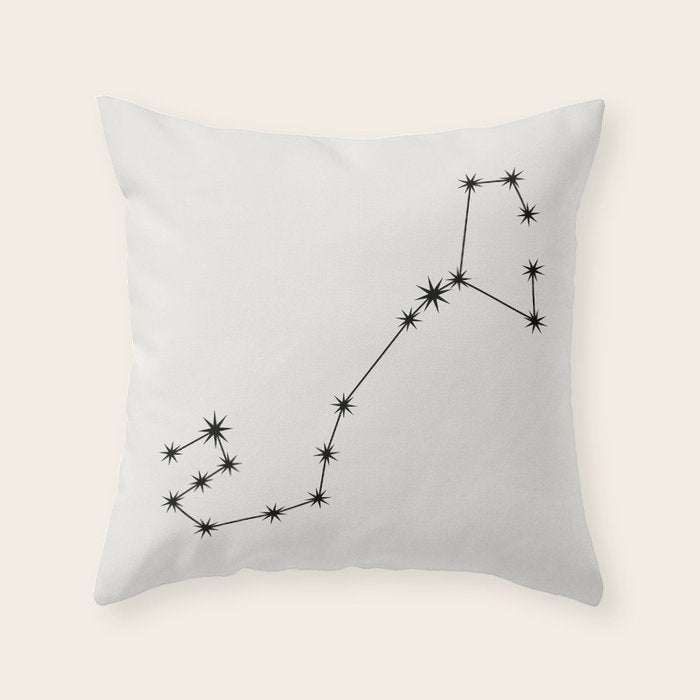 Scorpio Zodiac Star Constellation Line Art White Throw Pillow Gallery Image 6