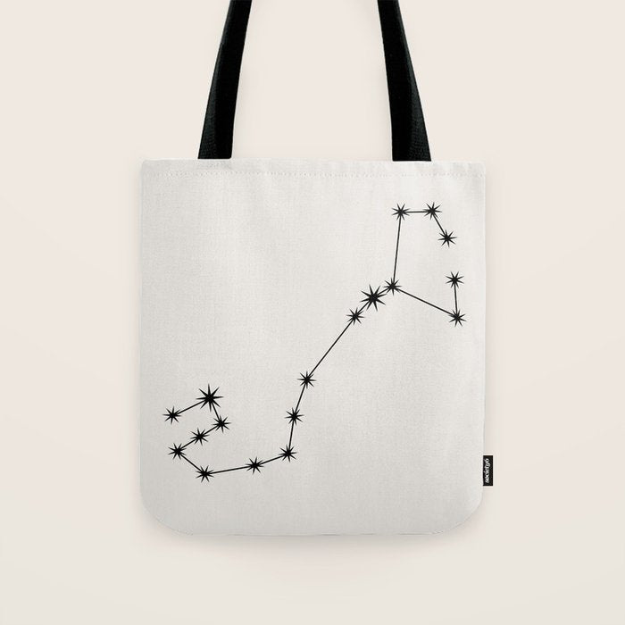 Scorpio Zodiac Star Constellation Line Art White Tote Bag Gallery Image 1
