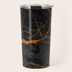 Black Malachite Marble With Gold Veins Travel Mug Gallery Image 1