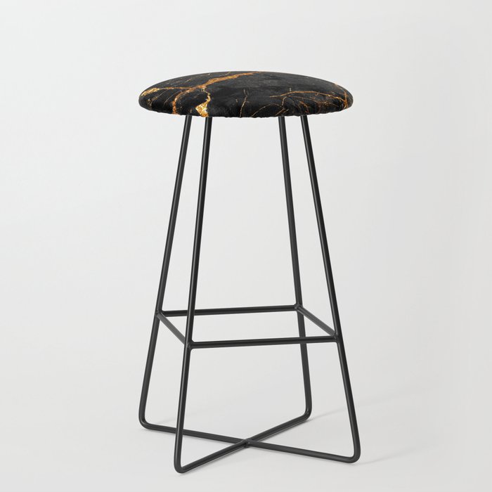 Black Malachite Marble With Gold Veins Stool Gallery Image 1