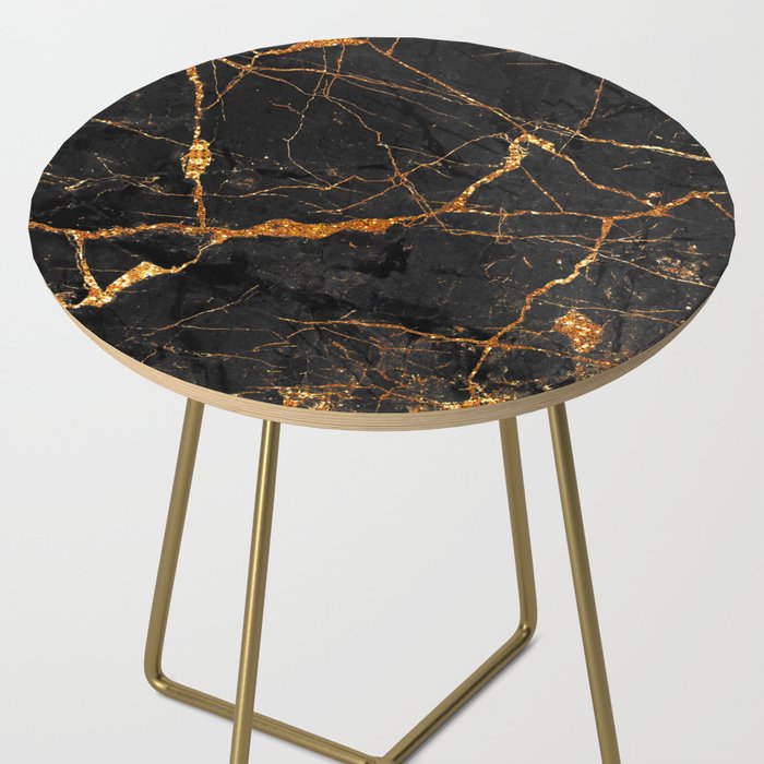 Black Malachite Marble With Gold Veins Side Table Gallery Image 2