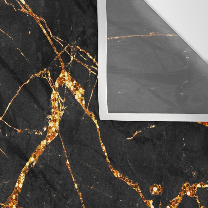Black Malachite Marble With Gold Veins Wall Tapestry Gallery Image 3