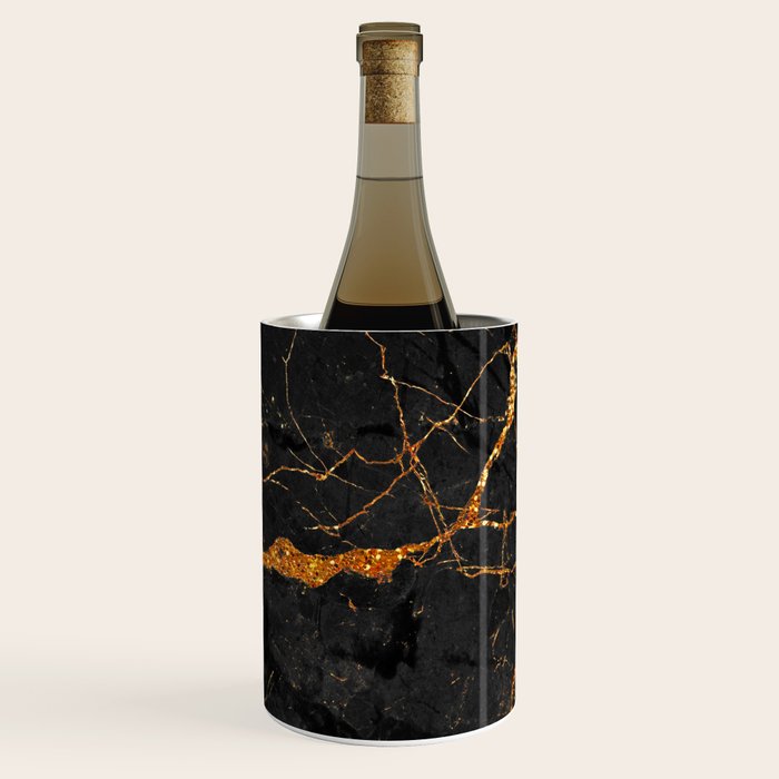 Black Malachite Marble With Gold Veins Wine Chiller Gallery Image 1