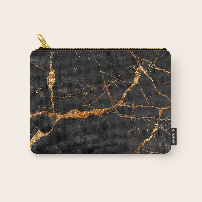 Black Malachite Marble With Gold Veins Carry All Pouch Gallery Image 1