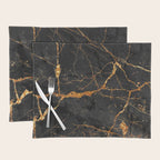 Black Malachite Marble With Gold Veins Placemat Gallery Image 1