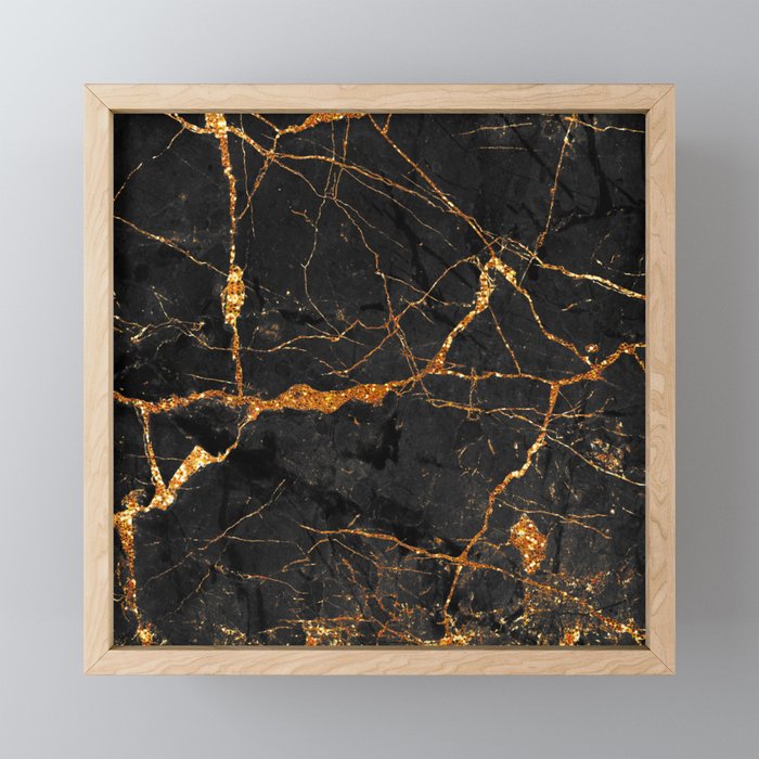 Black Malachite Marble With Gold Veins Mini Art Print Gallery Image 1