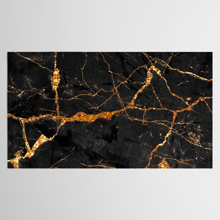 Black Malachite Marble With Gold Veins Tablecloth Gallery Image 2