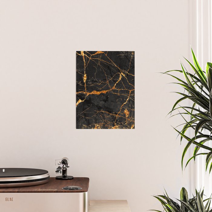 Black Malachite Marble With Gold Veins Poster Gallery Image 2