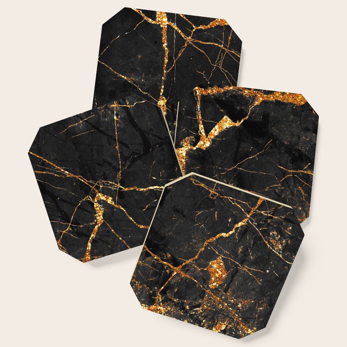 Black Malachite Marble With Gold Veins Coaster Gallery Image 1