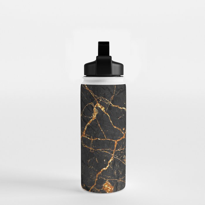 Black Malachite Marble With Gold Veins Water Bottle Gallery Image 2