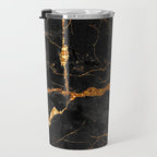 Black Malachite Marble With Gold Veins Travel Mug Gallery Image 3