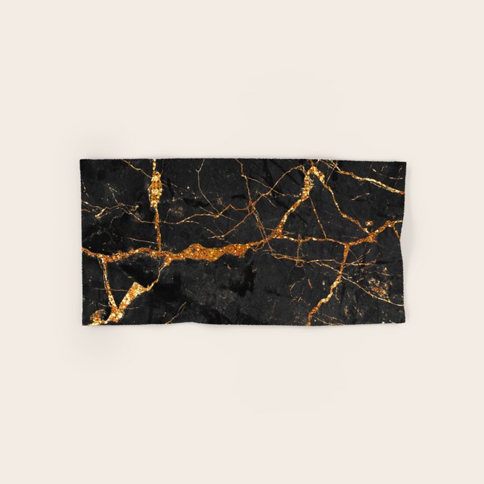 Black Malachite Marble With Gold Veins Towels Gallery Image 1