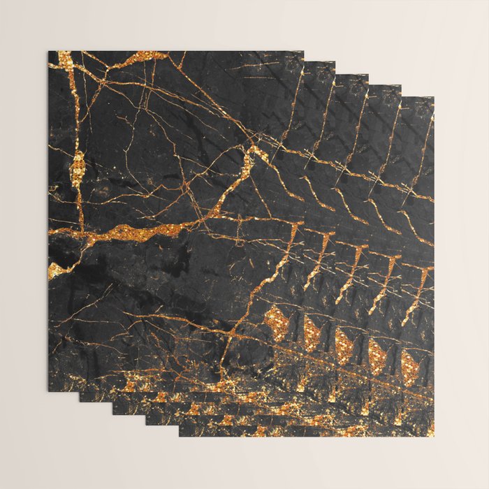 Black Malachite Marble With Gold Veins Wrapping Paper Gallery Image 3
