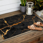 Black Malachite Marble With Gold Veins Outdoor Rug Gallery Image 2