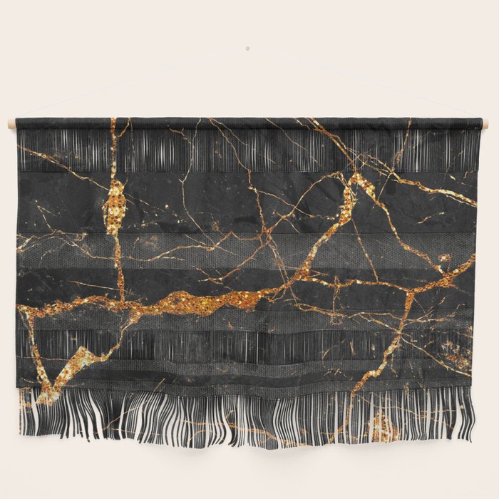 Black Malachite Marble With Gold Veins Wall Hanging Gallery Image 1