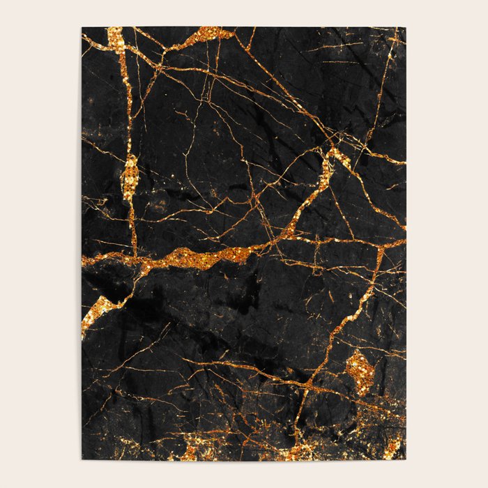Black Malachite Marble With Gold Veins Poster Gallery Image 4
